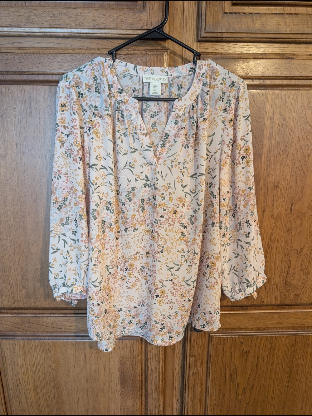 Cynthia Rowley Women's Floral Peasant Blouse in Light Pink